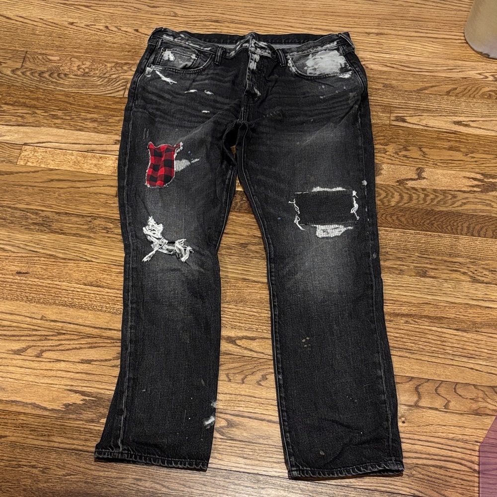 PRPS Distressed men’s  Black Jeans with Red Patch size 40 waist